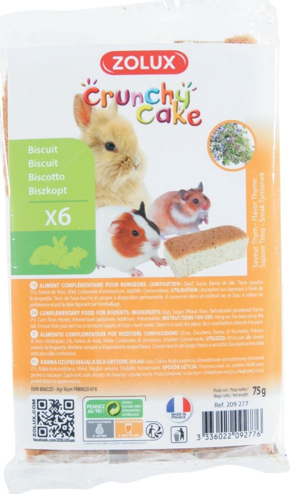 Zolux Crunchy Cake tymianek x 6 szt. 10104442 (3336022092776) grauzējiem