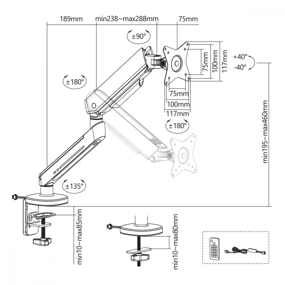 Gaming monitor mount LED NanoRS RS165 spēļu konsoles gampad