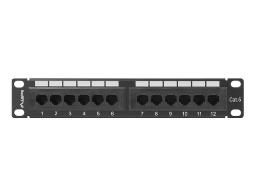 Patch Panel 12 Port 1U 10'' cat.6 black tīkla kabelis