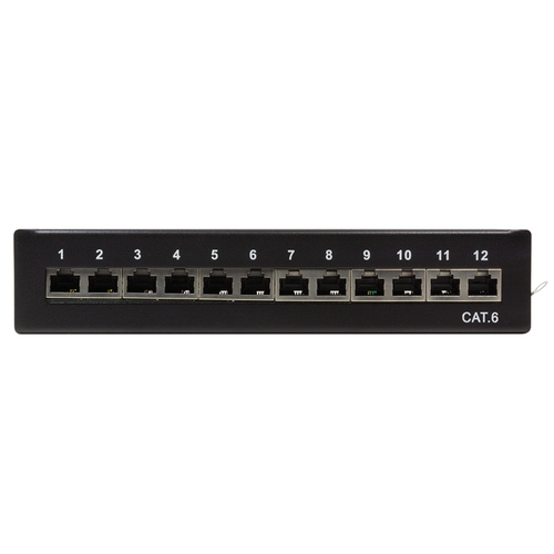 LogiLink Patchpanel Tisch/Wand Cat.6 STP 12 Ports, schwarz adapteris