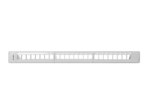 Patch panel 24 ports 1U 19 ink blank grey with organizer to keystone modules datortīklu aksesuārs