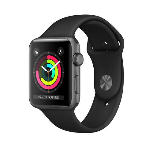 Apple Watch 3 - gwiezdna szarosc aluminium 42 | czarny sportowy pasek Viedais pulkstenis, smartwatch