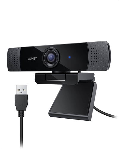 Aukey PC-LM1E Stream Series Dual-Mic Full HD Webcam with 1/3"-CMOS Sensor black web kamera