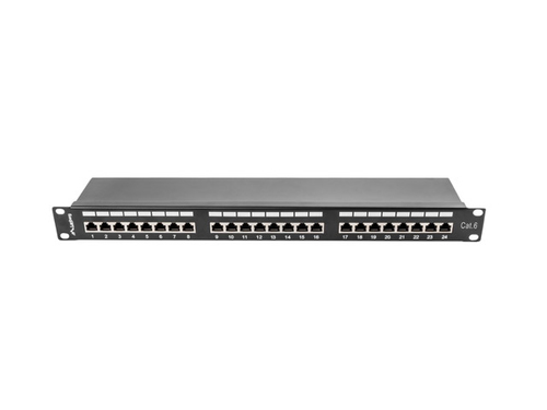 Patch Panel 24 Port     1U Cat.6 black shield Serveru aksesuāri