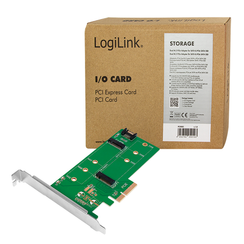 LogiLink dual adapter M.2 PCIe do dyskow SSD SATA i PCIe SATA karte