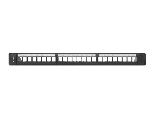 Patch panel 24 ports 1U 19 inch blank black with organizer to keystone modules datortīklu aksesuārs