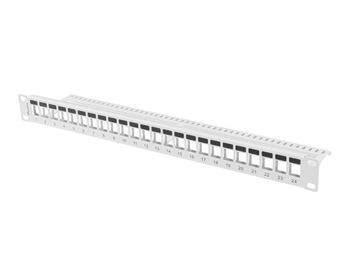 Patch panel 24 ports 1U 19 inch blank grey to keystone modules datortīklu aksesuārs