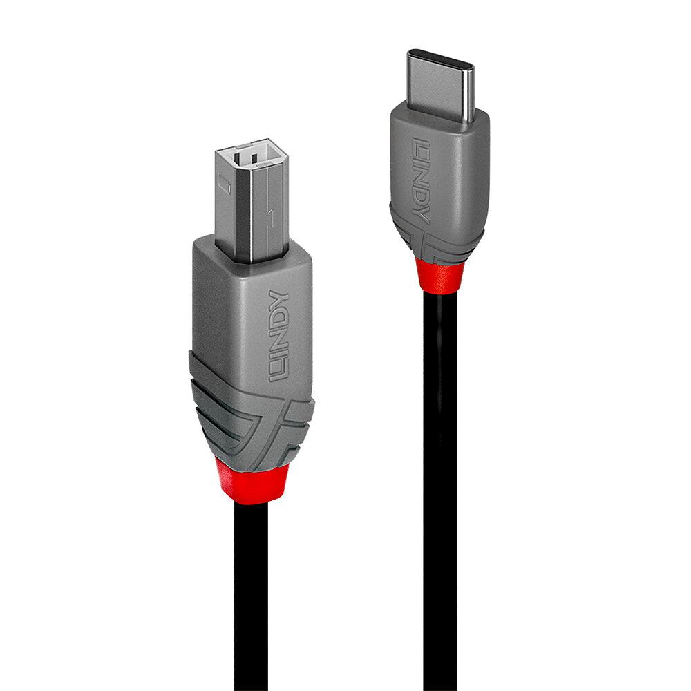 Lindy 3m USB 2.0 Typ C an B Kabel, Anthra Line USB kabelis