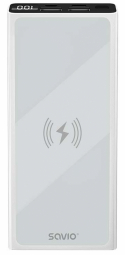 Power Bank 10000 mAh, white SAVIO BA-06 Powerbank, mobilā uzlādes iekārta