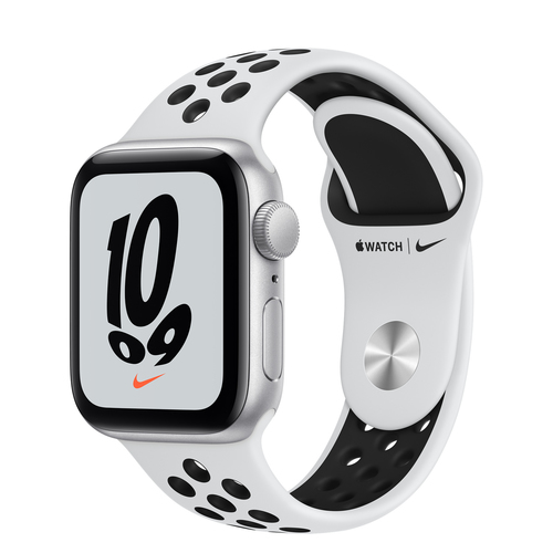 Apple Watch SE Nike Alu 40mm SR - Sports bracelet pure platinum / black Viedais pulkstenis, smartwatch