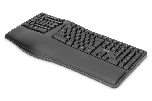 ASSMANN ERGONOMIC KEYBOARD WIRELESS 2.4 GHZ GERMAN LAYOUT BLACK klaviatūra