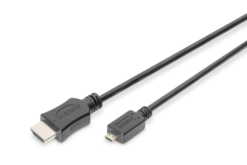 DIGITUS - Highspeed HDMI mit Ethernetkabel - HDMI männlich bis mikro HDMI männlich - 2 m - Dreifachisolierung - Schwarz - unterstützt 4K 30