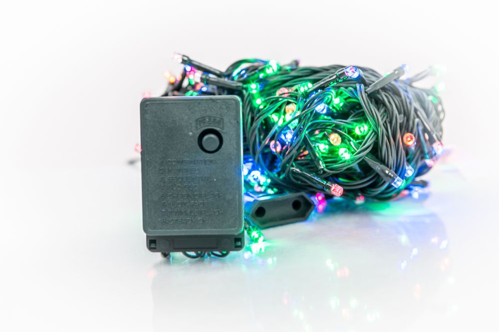 N/A  100 LED ielas virtene, zaļš vads, mirgojošie N/A Multi Color Ziemassvētku lampiņas