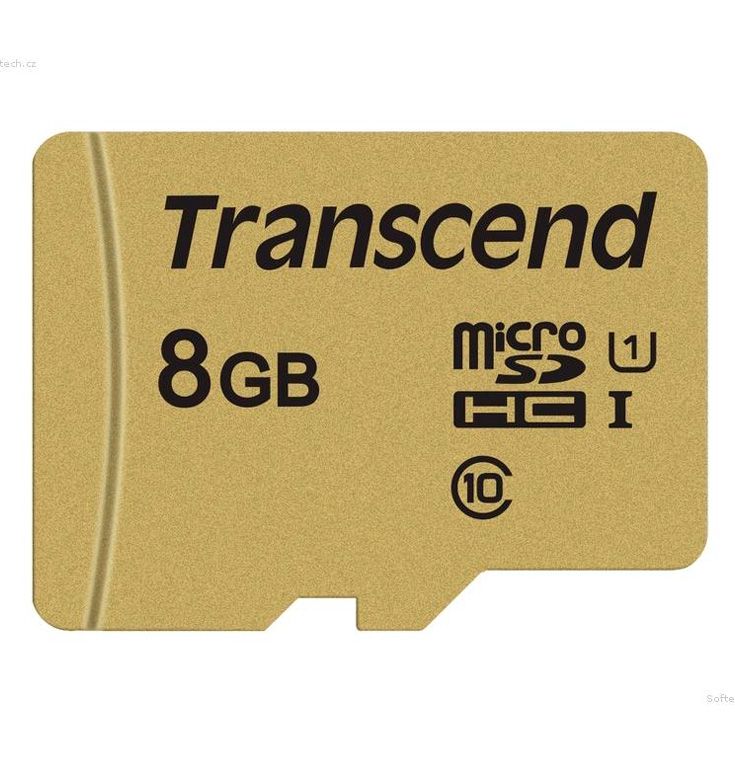 Transcend microSDHC 500S     8GB Class 10 UHS-I U1 + SD Adapter atmiņas karte