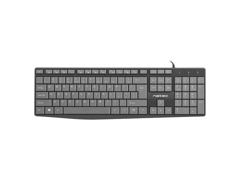 Natec Keyboard FLAMEBACK SLIM Black/Grey, USB, US Layout, OEM klaviatūra