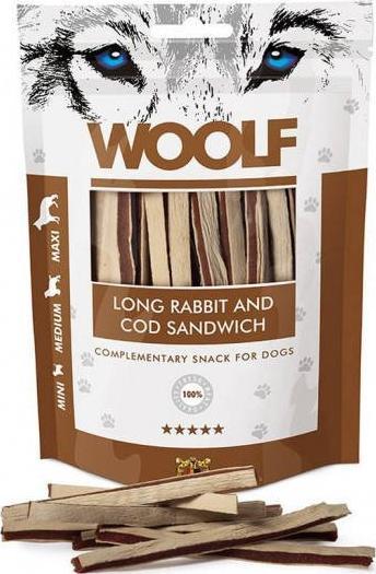 WOOLF  Woolf Przysmak Pies Long Rabbit&Cod Sandwich - Krolik z Dorszem paski, 100g 104-1034 (8594178550679)