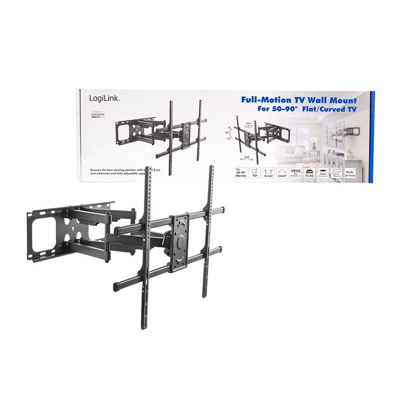 TV wall mount, 0-90' 75kg max TV stiprinājums