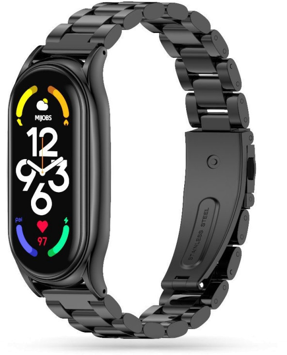 Tech-Protect watch strap Stainless Xiaomi Mi Band 7, black 9589046923494 9589046923494 (9589046923494) Viedais pulkstenis, smartwatch