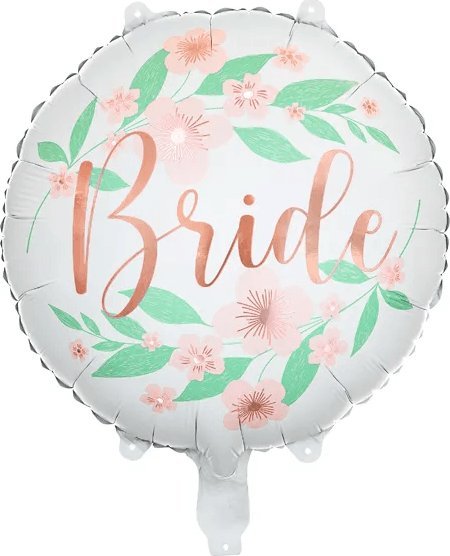 PartyDeco Balon foliowy okragly bride w kwiaty slub wesele 511490 (5904555005341)