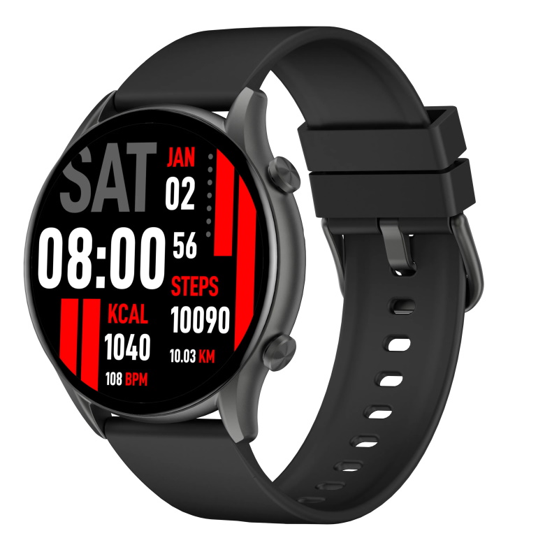 Kieslect Kr Zvana Viedais pulkstenis ar Fintesa trekeri pulsa & Sp02 mērītāju 1.32'' Amoled Melns Viedais pulkstenis, smartwatch