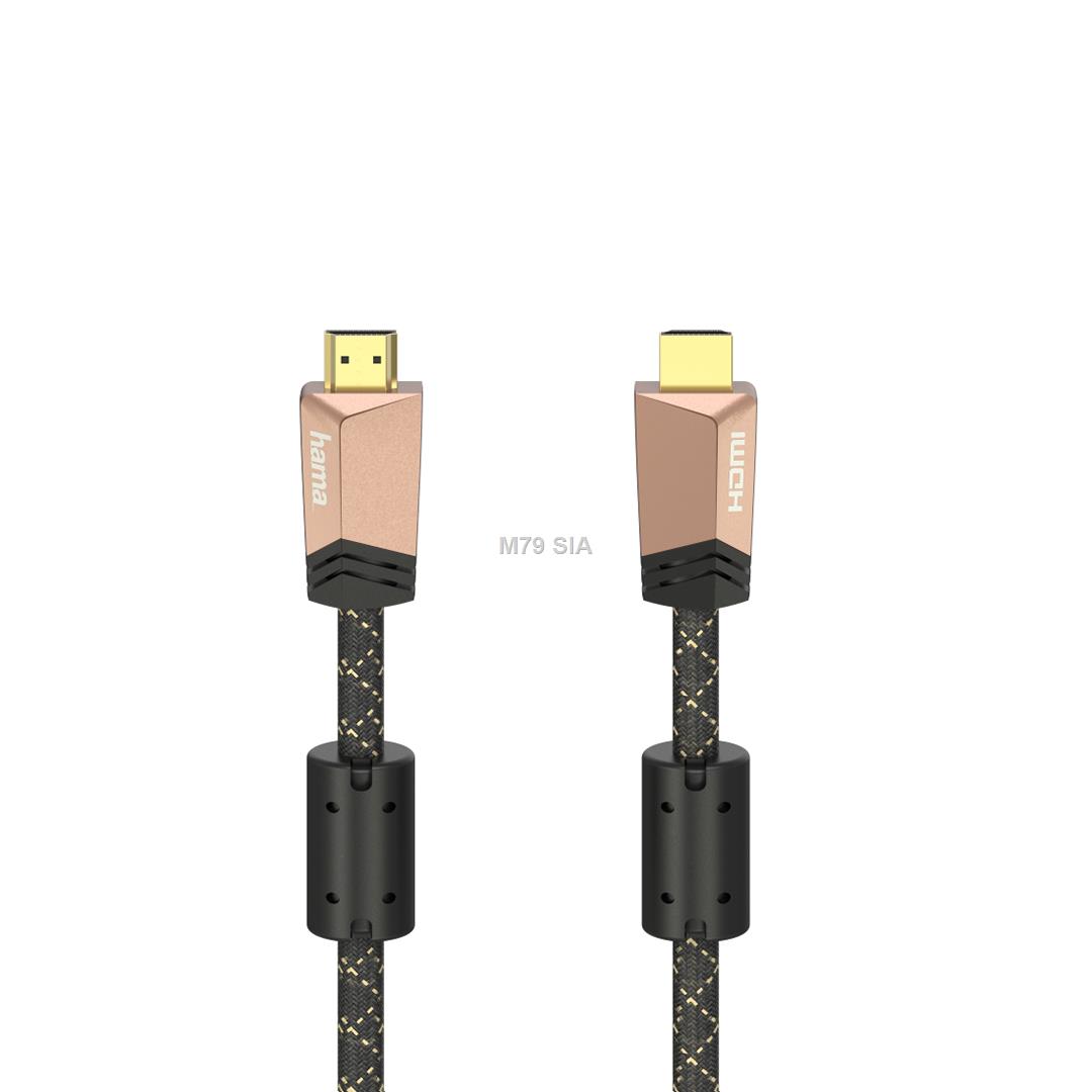 Hama Premium HDMI Cable with Ethernet, 1,5 m, melna - Vads foto, video aksesuāri