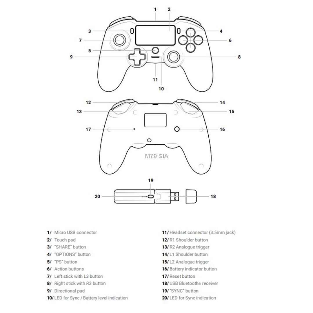 PS4 Nacon Asymmetric Wireless Controller V3 Kontrolieris Melns spēļu konsoles gampad