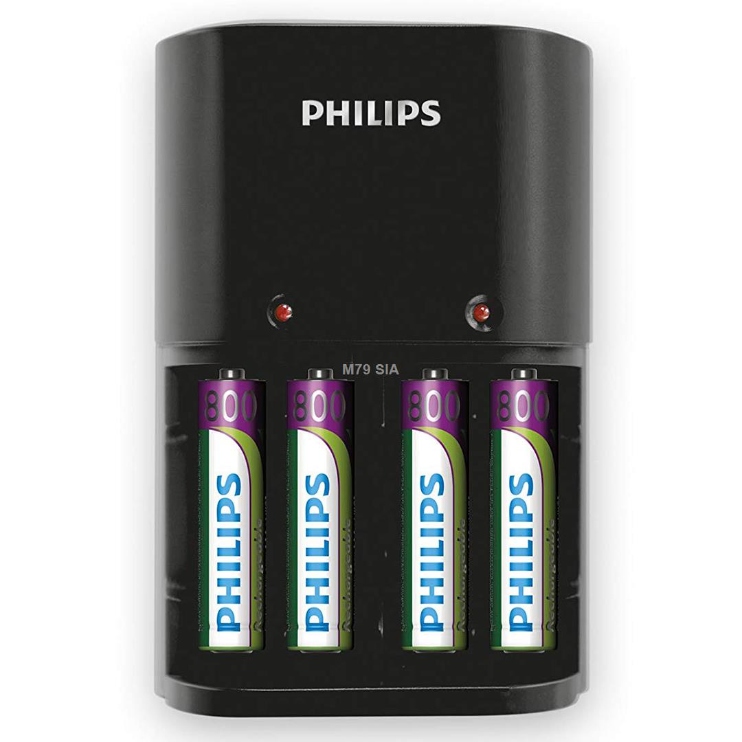 Philips, 4 x AAA, 800 mAh - Bateriju ladetajs + baterijas Baterija