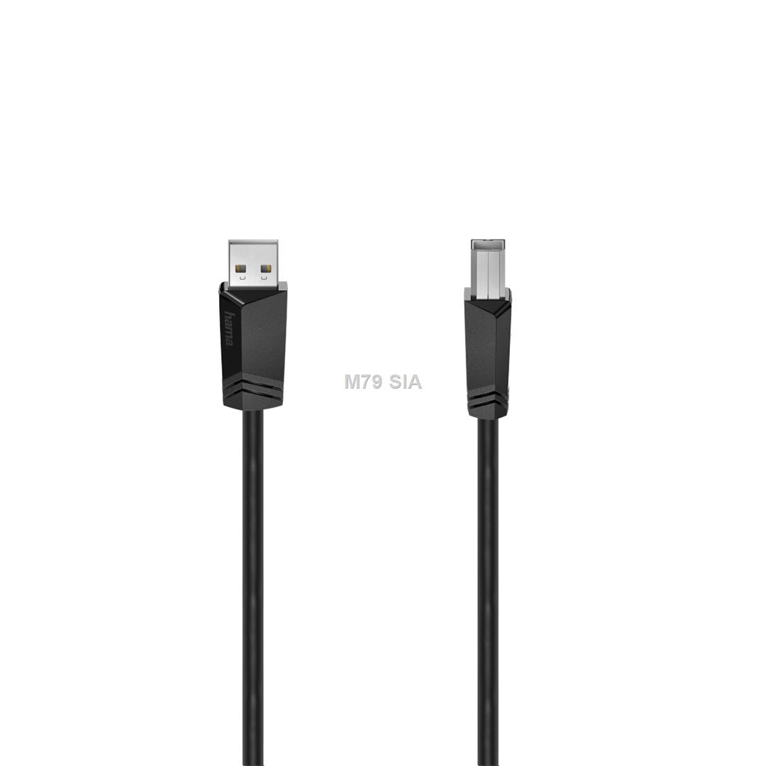 Hama USB Cable, USB-A -- USB-B, 1.5 m, melna - Vads adapteris