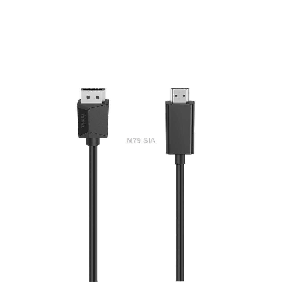 Hama Video-Kabel, DisplayPort-Stecker - HDMI Trademark -Stecker, Ultra-HD 4K, 1,50 m (00205144) 4047443445292 adapteris