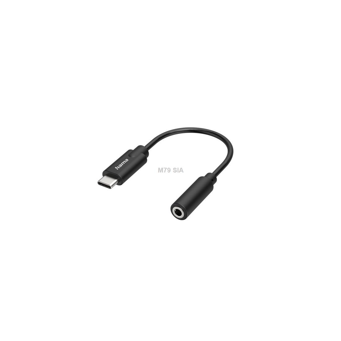 Hama Audio Adapter, USB-C spraudnis, 3.5mm ligzda, melna - Vads  00300094 (4047443477491) mūzikas centrs