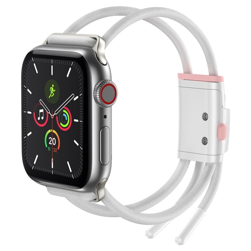 Baseus Let's Go Regulējama Sporta Aproce preikš Apple Watch 3/4/5/6 / SE 42 / 44MM LBAPWA4-B24 Balti Rozā Viedais pulkstenis, smartwatch