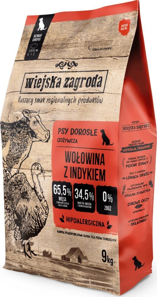 Wiejska Zagroda Wolowina z indykiem 9 kg barība suņiem
