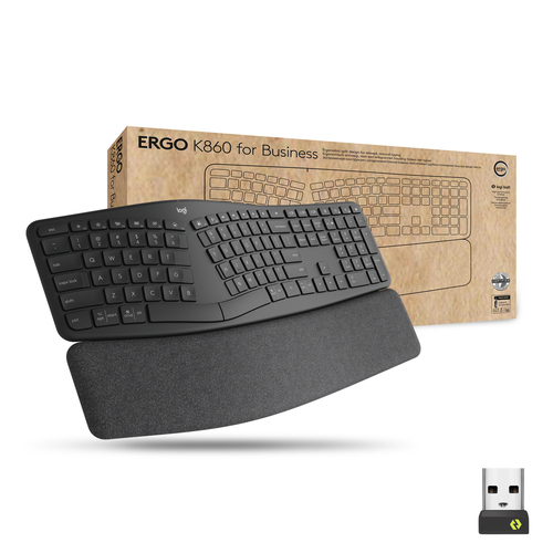 LOGITECH ERGO K860 FOR BUSINESS-GRAPHITE CH - CENTRAL klaviatūra