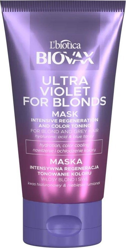 L'BIOTICA_Biovax Ultra Violet For Blonds Mask intensywnie regenerujaca maska tonujaca do wlosow blond i siwych 150ml 5900116085791 (59001160