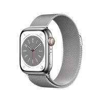 Apple Watch Series 8 GPS + Cellular 41mm Silver Stainless Steel Case / Silver Milanese Loop Viedais pulkstenis, smartwatch