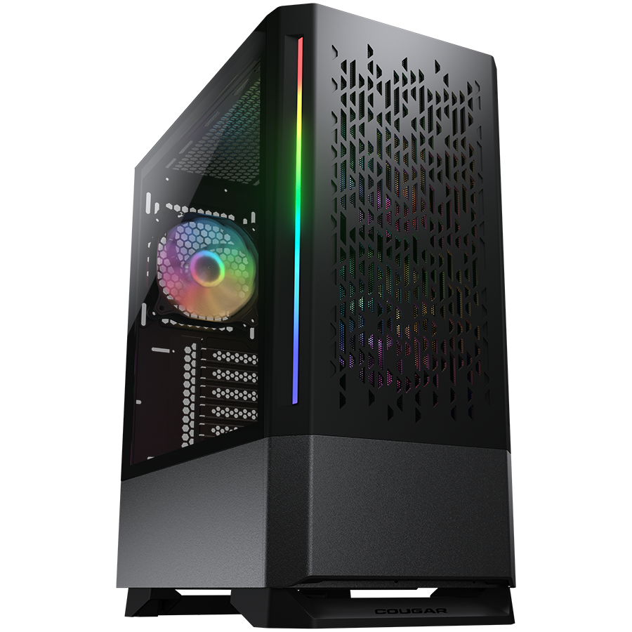 Cougar I MX430 Air RGB Black I 3851C60.0001 I Case I Mid tower / 3 ARGB fans / 2 LED Strips / TG transparant side window Datora korpuss