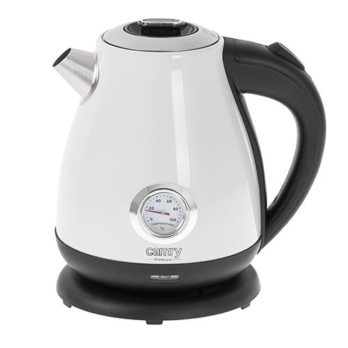 Camry Kettle with a thermometer CR 1344 Electric, 2200 W, 1.7 L, Stainless steel, 360 degrees  rotational base, White Elektriskā Tējkanna