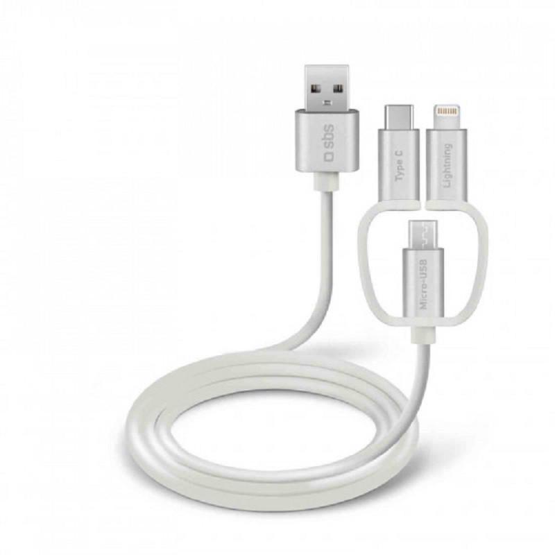 3 In 1 Charging Cable 1.2m By SBS White kabelis, vads