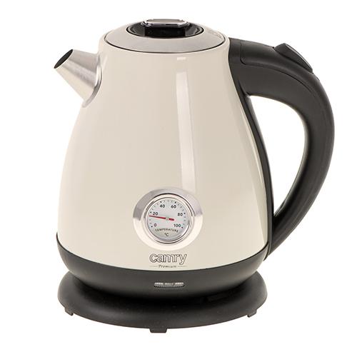 Camry Kettle with a thermometer CR 1344 Electric, 2200 W, 1.7 L, Stainless steel, 360 degrees  rotational base, Cream Elektriskā Tējkanna