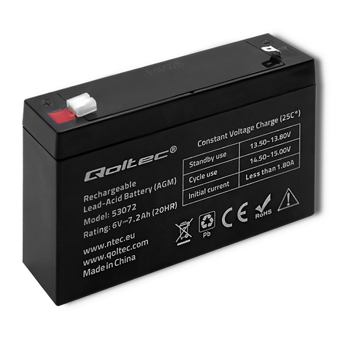 Qoltec 53072 AGM battery | 6V | 7.2 Ah Baterija