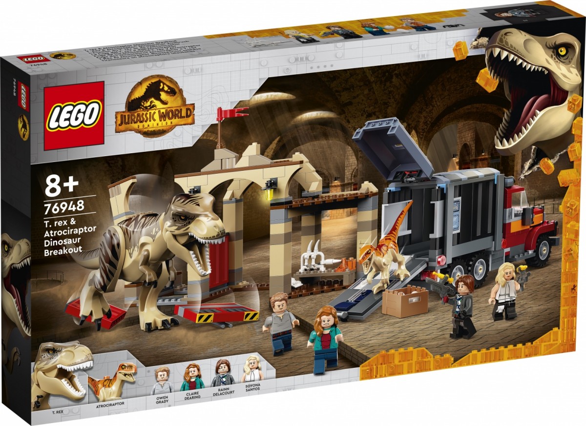LEGO Jurassic 76948 T-Rex & Antrociraptor:Dinosaur Breakout (nedaudz boj. iepakoj.) LEGO konstruktors