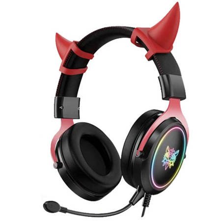 Gaming headset X10 devil horn USB black-red austiņas