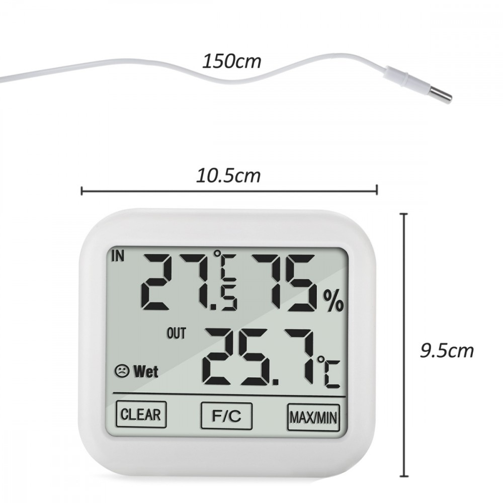 Weather Station Thermometer Hygrometer Indoor Outdoor Temperature Humidity Klimata iekārta