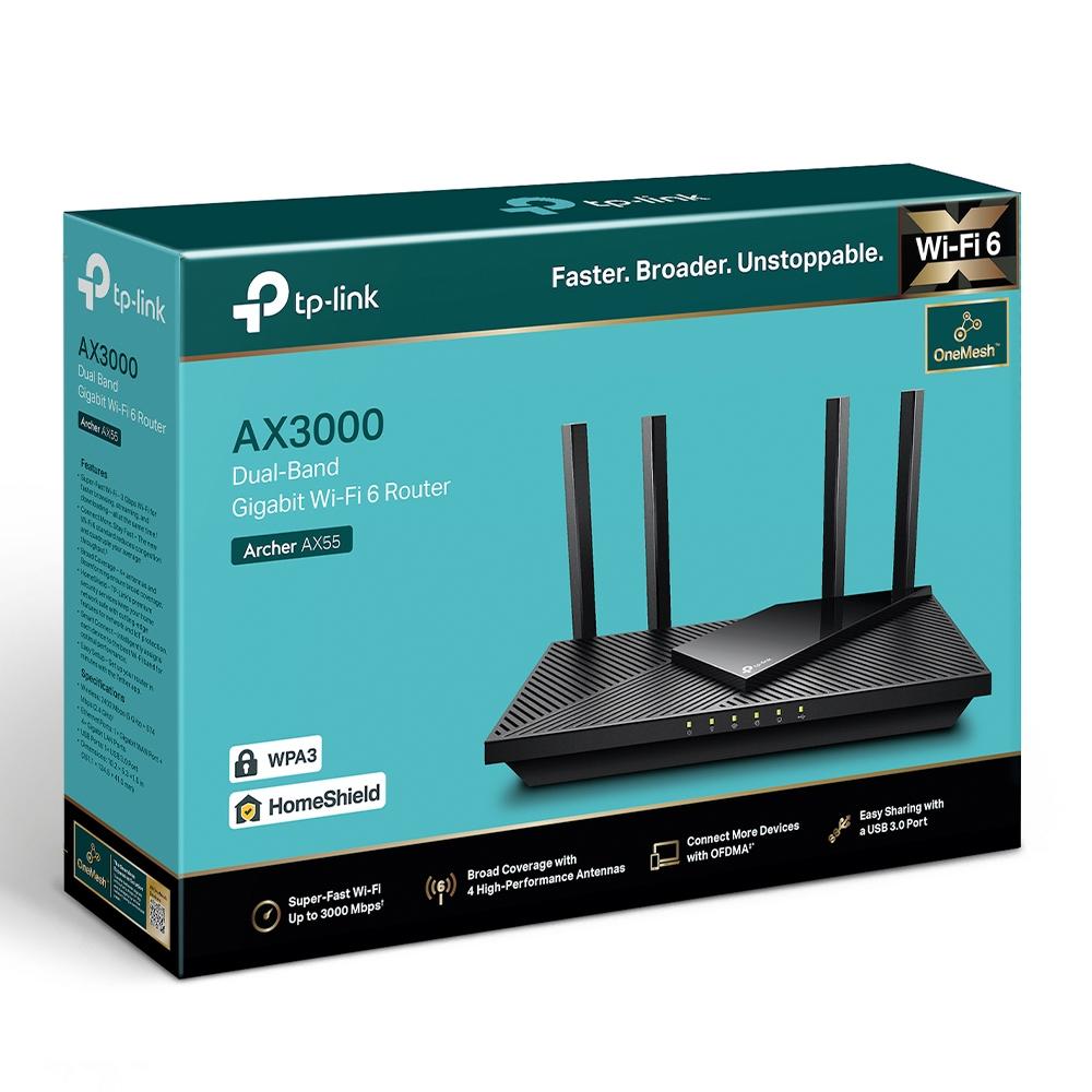 TP-Link Archer AX55 AX3000 Dual-Band Wi-Fi 6 Router Rūteris