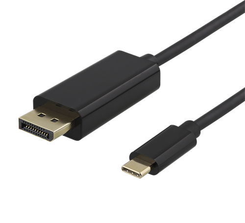 DELTACO USB-C į DisplayPort kabelis, 1m, 4K @ 60Hz, juodas USBC-DP100 kabelis video, audio