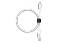 Cable Braided USB-C USB-A 15cm White USB kabelis