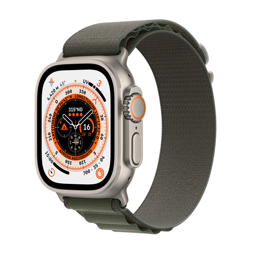 Apple Watch Ultra GPS + Cellular, 49mm Titanium Case / Green Alpine Loop - Small Viedais pulkstenis, smartwatch