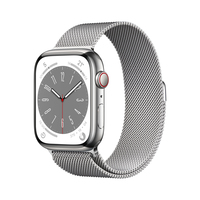 Apple Watch Series 8 GPS + Cellular 45mm Silver Stainless Steel Case / Silver Milanese Loop Viedais pulkstenis, smartwatch