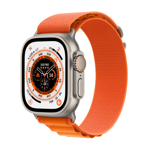Apple Watch Ultra GPS + Cellular, 49mm Titanium Case / Orange Alpine Loop - Small Viedais pulkstenis, smartwatch