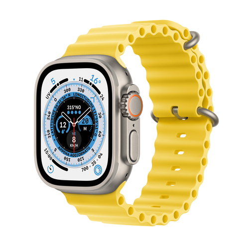 Apple Watch Ultra GPS + Cellular, 49mm Titanium Case with Yellow Ocean Band,Model A2684 Viedais pulkstenis, smartwatch